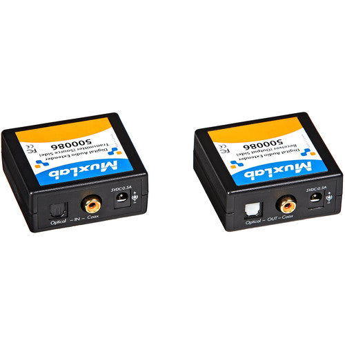 MuxLab 500086 Kit Extensor de Audio Digital hasta 500 pies sobre Cable Cat 5e/6 con Fuente y Cable Óptico