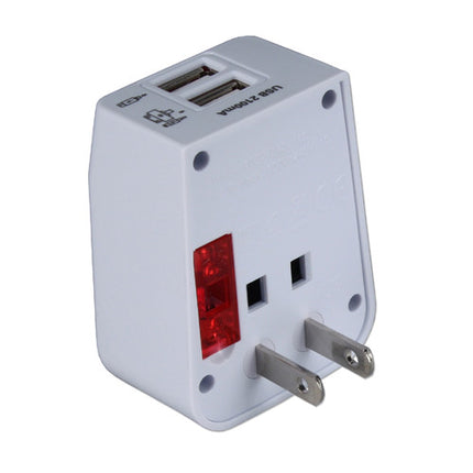 QVS International Adaptador de Corriente Kit 3 en 1 con 2 Puertos USB Blanco