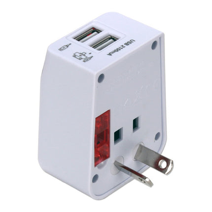 QVS International Adaptador de Corriente Kit 3 en 1 con 2 Puertos USB Blanco