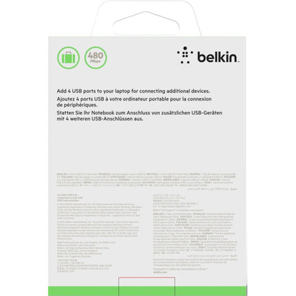 Belkin F4U042BT Hub USB de Viaje Ultra Delgado 4 Puertos USB 2.0 480 Mb/s