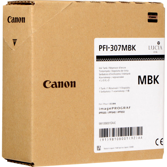 Cartucho de Tinta Negro Mate Canon PFI-307MBK 330 mL para Impresoras imagePROGRAF iPF830 iPF840 iPF850