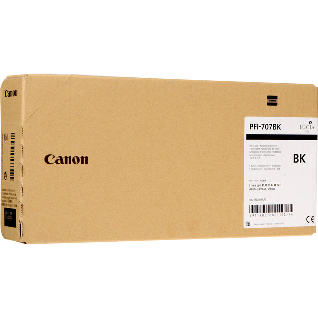 Cartucho de Tinta Negra Canon PFI-707BK 700 mL para Impresoras imagePROGRAF iPF830 iPF840 iPF850