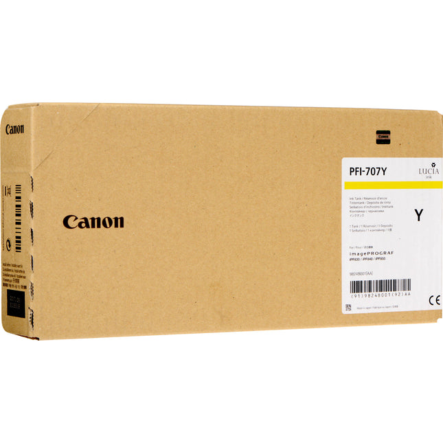 Canon PFI-707Y Cartucho de Tinta Amarilla 700 mL para Impresoras imagePROGRAF