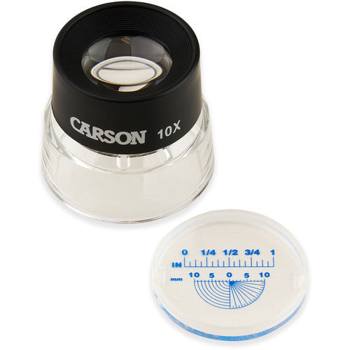 Carson LL-20 Lupa 10x con Regla Retícula y Medición en mm y pulgadas