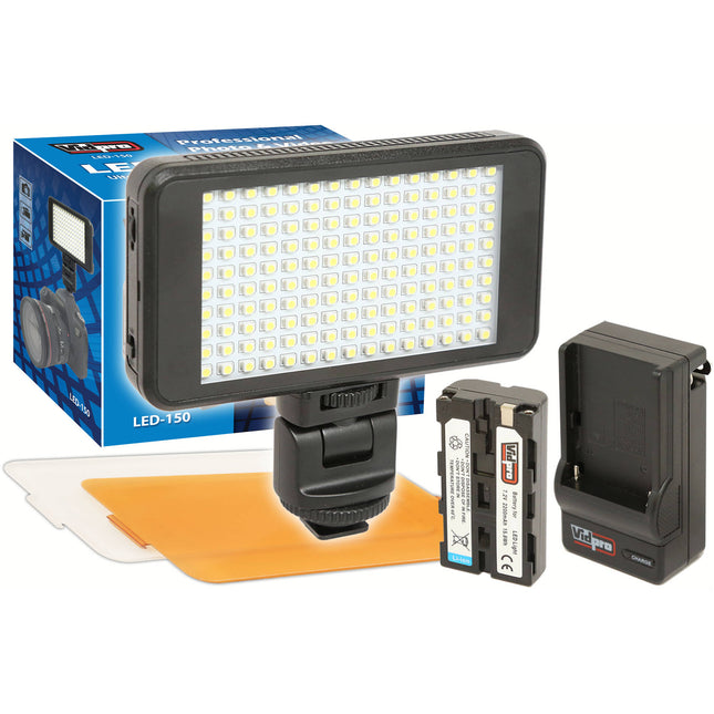 Vidpro Ultra-Slim LED-150 Kit de Iluminación 150 LEDs 5600K Batería NP-F550