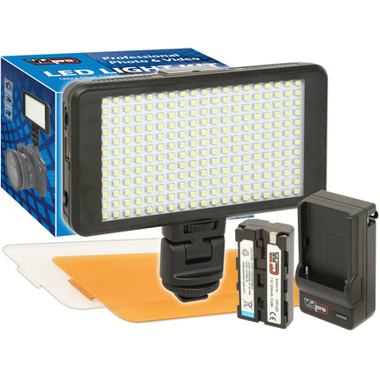 Vidpro Ultra-Slim LED-230 Kit de Iluminación de Video 150W 228 LEDs 5600K incluido Batería y Cargador