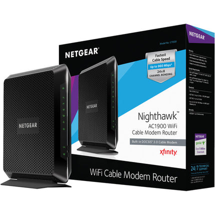 Netgear AC1900 Nighthawk Router Modem Cable Dual-Band 1900 Mbps