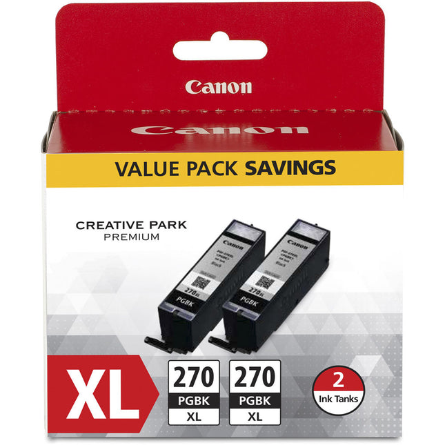 Canon PGI-270XL Tinte Negro Pigmentado Pack Doble para Impresoras Canon PIXMA