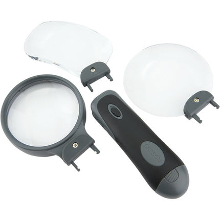 Carson RL-30 lupa removible 3 en 1 lentes acrílicos 3.5x 2x luz LED con estuche