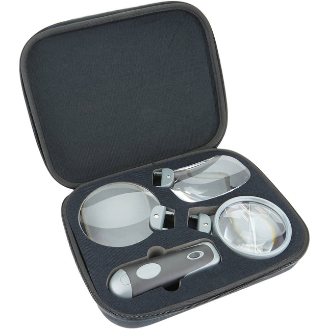 Carson RL-30 lupa removible 3 en 1 lentes acrílicos 3.5x 2x luz LED con estuche