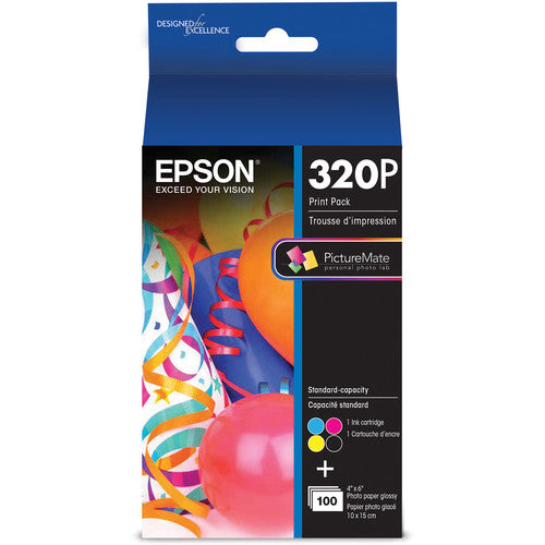 Epson 320 Cartucho de Tinta Color Capacidad Estándar para PictureMate PM-400 con 100 Hojas de Papel Fotográfico Brillante