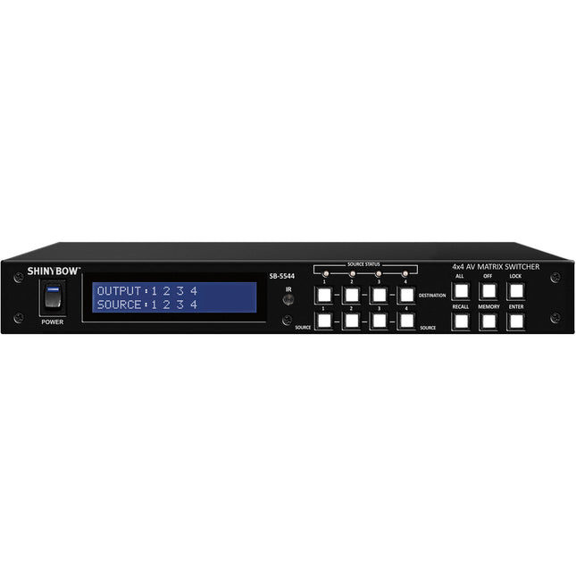 Shinybow SB-5544LCM Switcher Matriz 4x4 Video Compuesto y Audio Estéreo 19" Rackmount