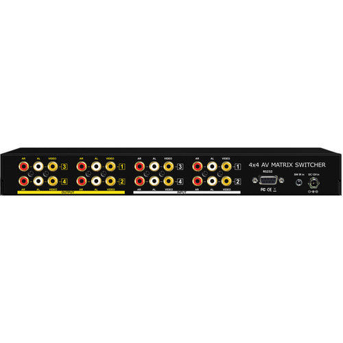 Shinybow SB-5544LCM Switcher Matriz 4x4 Video Compuesto y Audio Estéreo 19" Rackmount
