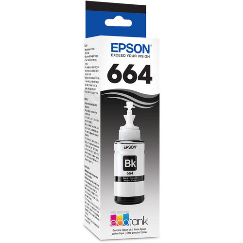 Epson T664 Botella de Tinta Negra 70mL para Impresoras EcoTank ET-2500 ET-2550 ET-4500