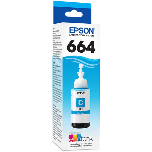 Epson T664 Botella de Tinta Cian 70mL para Impresoras EcoTank ET-2500 ET-4550