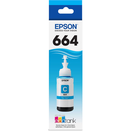Epson T664 Botella de Tinta Cian 70mL para Impresoras EcoTank ET-2500 ET-4550