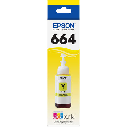 Epson T664 Botella de Tinta Amarilla 70mL para Impresoras EcoTank