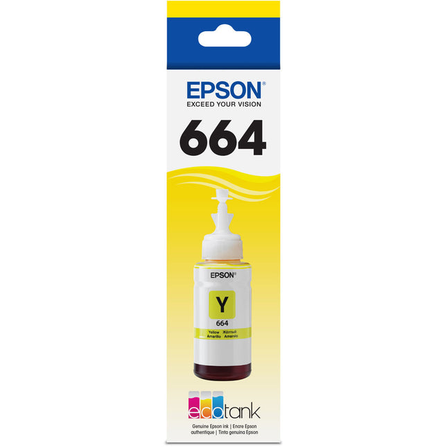 Epson T664 Botella de Tinta Amarilla 70mL para Impresoras EcoTank