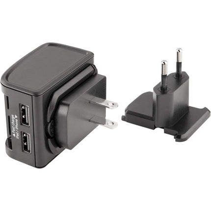 Xuma Cargador de Pared USB 4 Puertos 4.8A con Adaptadores Norteamericano y Europeo