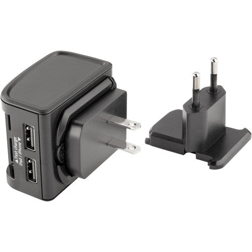 Xuma Cargador de Pared USB 4 Puertos 4.8A con Adaptadores Norteamericano y Europeo