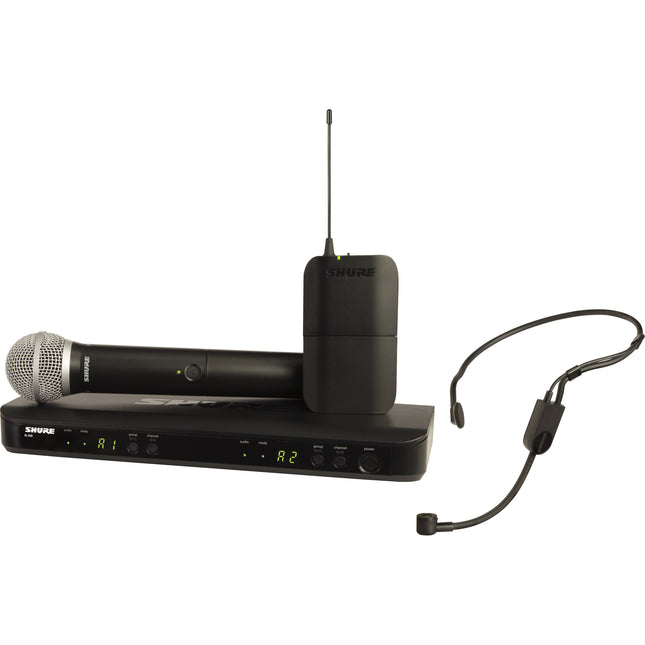 Shure BLX1288 PGA31 Sistema Inalámbrico Doble Canal Micrófono Auricular y Mano 14 Horas Batería
