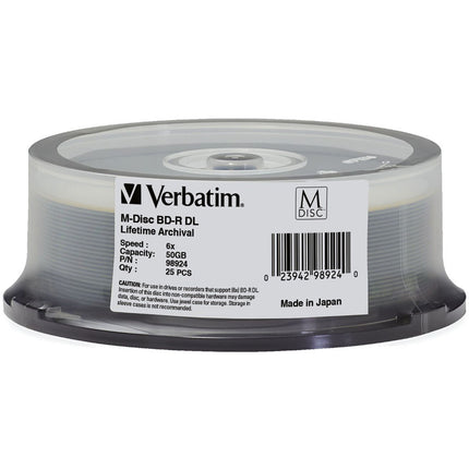 Verbatim M-Disc BD-R DL Blu-ray Duales 50GB 6x 25 unidades