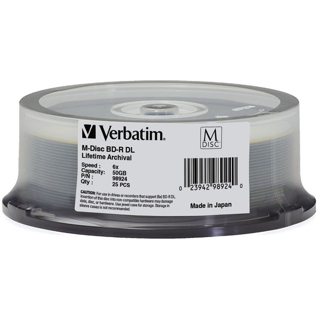 Verbatim M-Disc BD-R DL Blu-ray Duales 50GB 6x 25 unidades