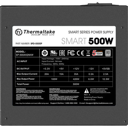 Thermaltake Smart 500W Fuente de Poder 120mm Ventilador 80 PLUS