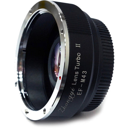 Mitakon Zhongyi Adaptador de Lente Canon EF a Micro Cuatro Tercios Turbo Mark II 0.726x Apertura 1 Stop Metal