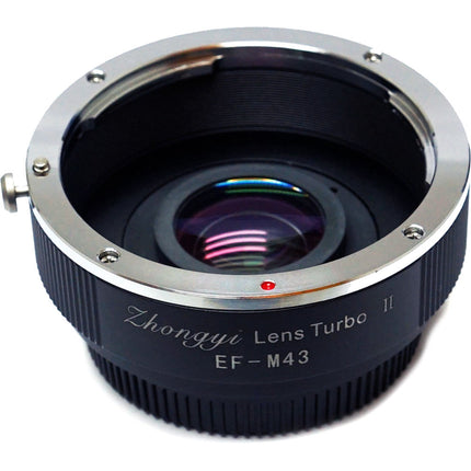 Mitakon Zhongyi Adaptador de Lente Canon EF a Micro Cuatro Tercios Turbo Mark II 0.726x Apertura 1 Stop Metal