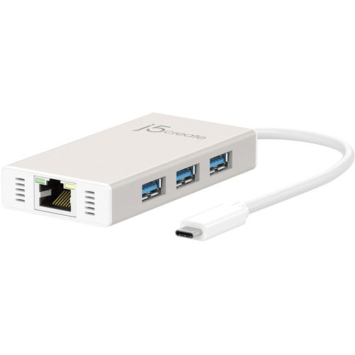 j5create USB 3.1 Gen 1 Type-C Adaptador múltiple 3 USB 3.0 5 Gb/s Ethernet Gigabit