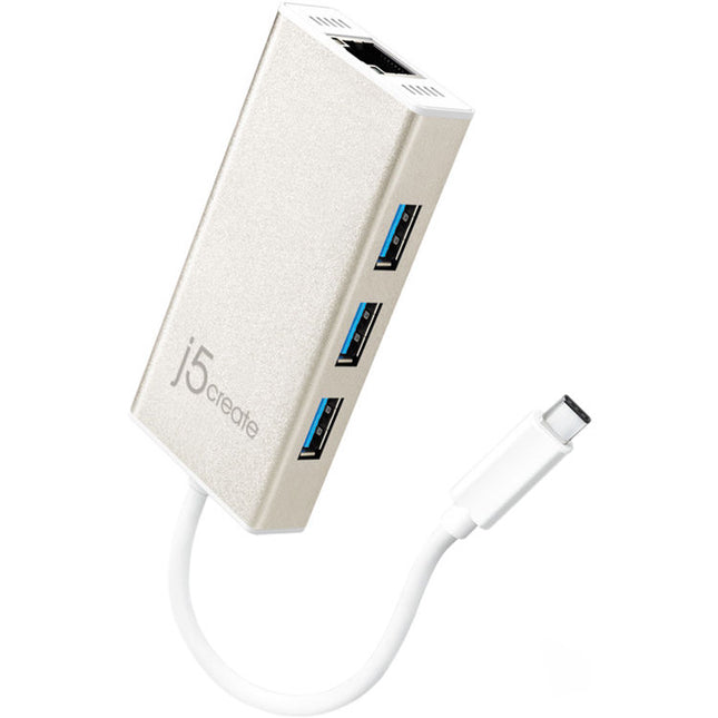 j5create USB 3.1 Gen 1 Type-C Adaptador múltiple 3 USB 3.0 5 Gb/s Ethernet Gigabit