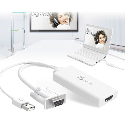 j5create Adaptador de Video VGA a HDMI Resolución 1920x1200 USB Audio