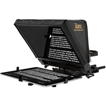 ikan Elite Pro Teleprompter universal para tablet grande vidrio 70/30 y soporte para tablet 12 pulgadas