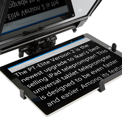 ikan Elite Pro Teleprompter universal para tablet grande vidrio 70/30 y soporte para tablet 12 pulgadas
