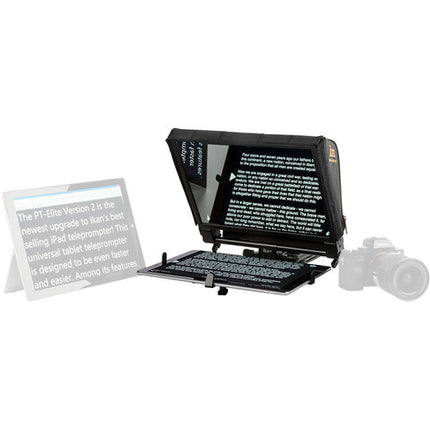 ikan Elite Pro Teleprompter universal para tablet grande vidrio 70/30 y soporte para tablet 12 pulgadas