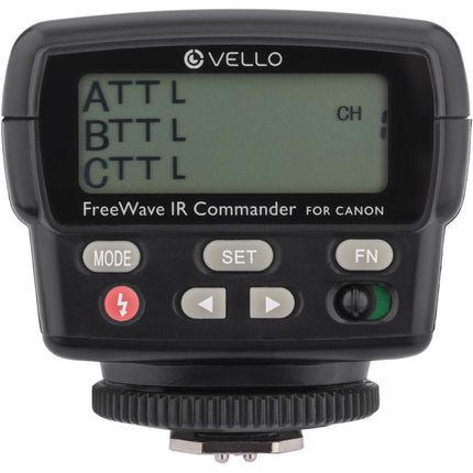 Vello FWIRC-C FreeWave Controlador Flash IR TTL para Canon con Rotación 180° y 4 Canales Independientes