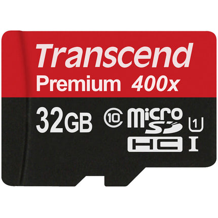 Transcend 32GB microSDHC UHS-I Clase 10 60 MB/s con Adaptador SD 2-Pack