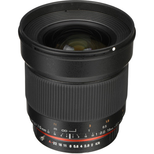 Rokinon 16mm f2.0 ED AS UMC Lente para Pentax K Montura APS-C con Parasol y Funda