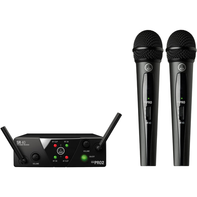 AKG WMS40 Mini Sistema de Micrófono Inalámbrico Dual con 30 Horas de Batería