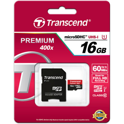 Transcend 16GB microSDHC UHS-I Clase 10 60MBs con Adaptador SD