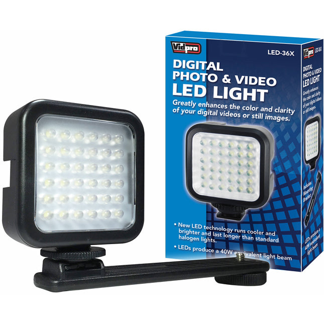 Vidpro LED-36X Luz LED para Foto y Video 5600K 40W con Soporte Lateral
