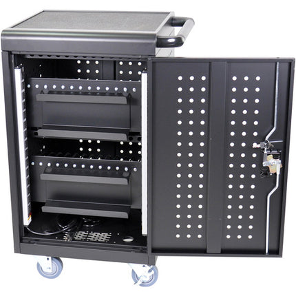 Luxor Carro de Carga para 30 Tabletas y Chromebooks con 30 Puertos y Ruedas Bloqueables