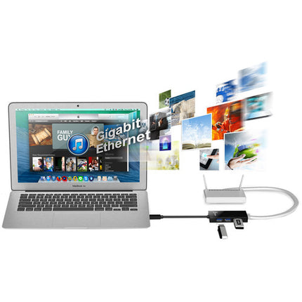 j5create Hub Adaptador USB 3 Puertos USB 3.0 Ethernet Gigabit 5 Gb/s