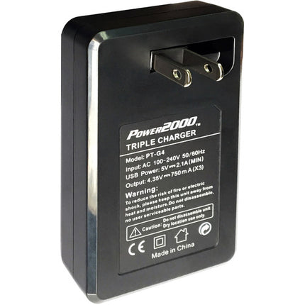 Power2000 Cargador de Baterías 3 Bahías para GoPro HERO4 con Entrada USB y 100-240V