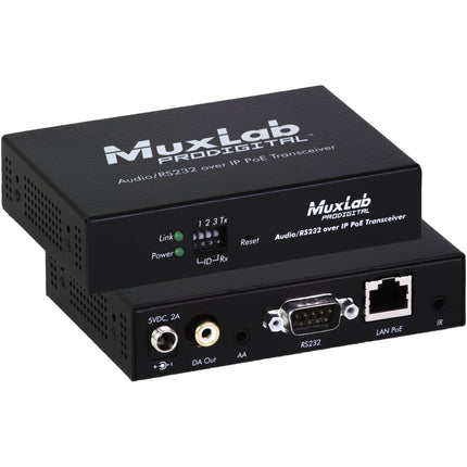 MuxLab ProDigital Transceptor de Audio y RS232 sobre IP con PoE garantía 2 años
