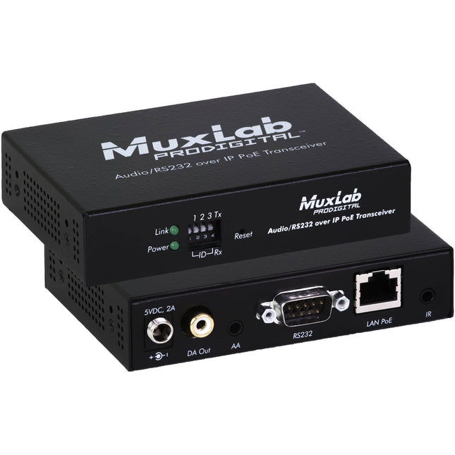 MuxLab ProDigital Transceptor de Audio y RS232 sobre IP con PoE garantía 2 años