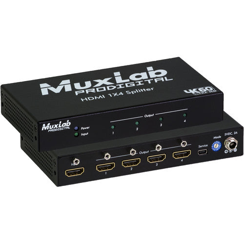 MuxLab 1x4 Splitter HDMI 4K UHD 16 Posiciones EDID Gestión