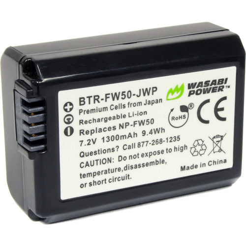 Wasabi Power BTR-FW50 Batería Recargable Litio 7.2V 1300mAh Compatible Sony NP-FW50