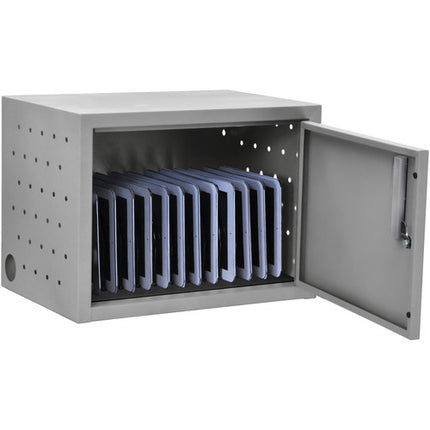 Luxor Caja de Carga para 12 Tabletas Gris con Divisores y Riel de Energía
